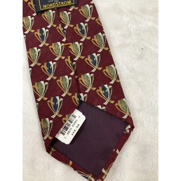 XMI Nordstrom Red Print Classic Silk Tie 59 in long x 3.5 in wide USA Made NWT - Picture 4 of 6